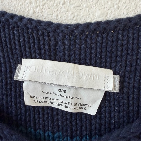 Outerknown Lost Horizon Crewneck Sweater Deep Sea Horizon Stripe Size XL Alpaca - Picture 4 of 8